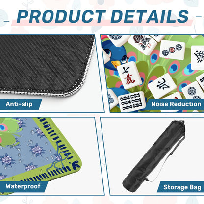 Cutie Patootie Peacock Whimsical Lime Green Royal Blue Mahjong Mat