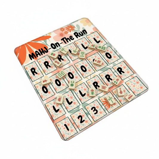 Mahj On The Run Fun Floral Mod Designed Solo Practice Mahjong Pad with Stitched Edge (Vertical) - Splash of Color Co.