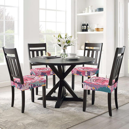 Mahjong Christmas Set Of Four Dining Chair Seat Covers