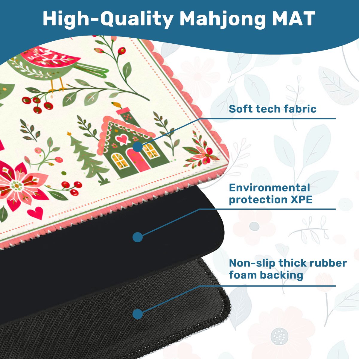 Scandinavian Christmas Birds Festive Holiday Mahjong Mat