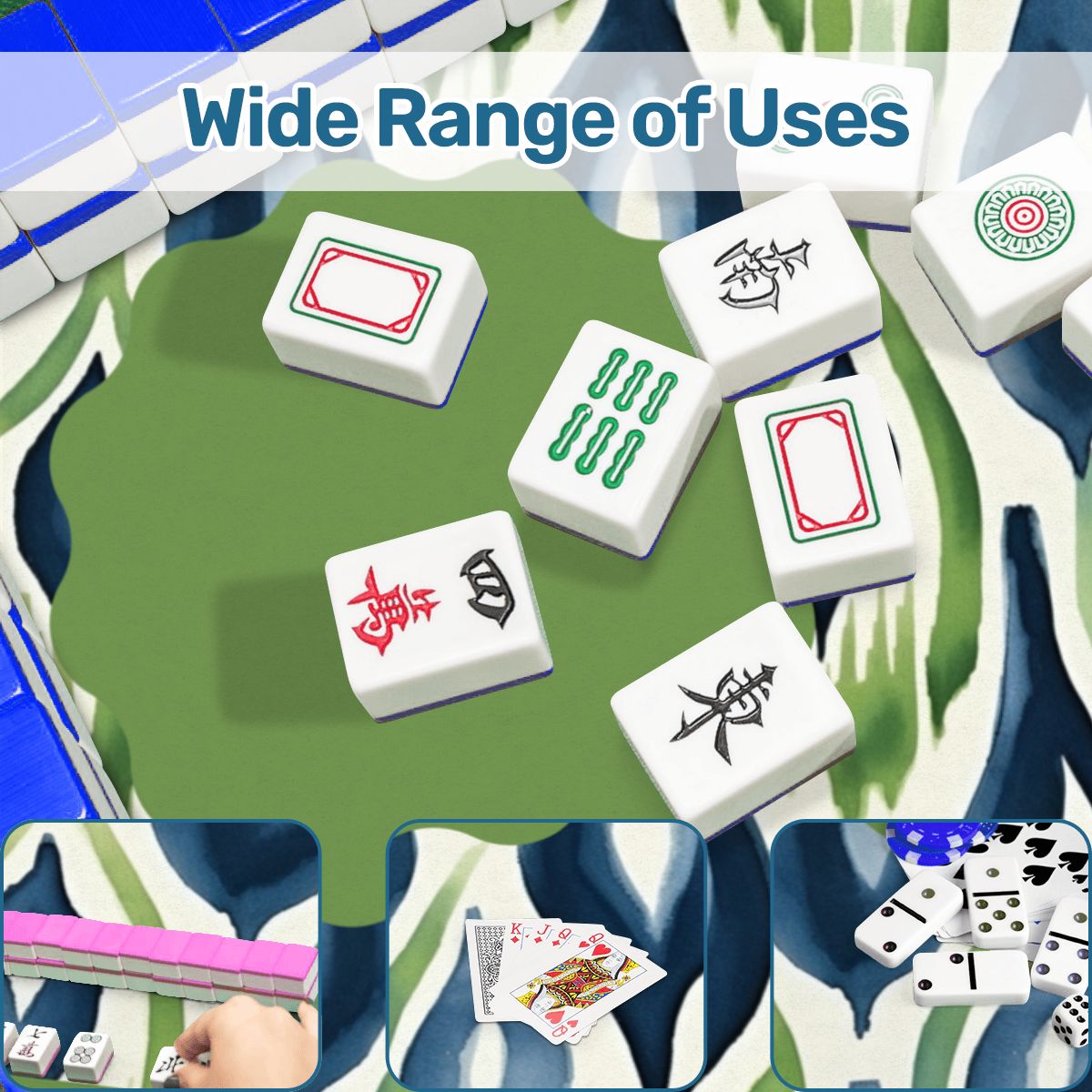 Ikat Watercolor Blue And Green Mahjong Mat - Splash of Color Co.