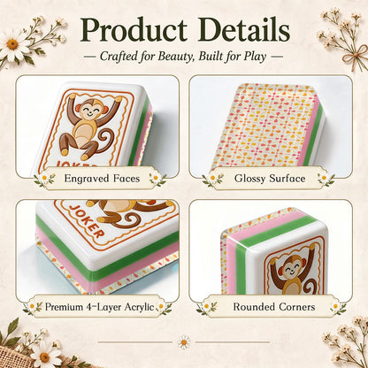 Modern Scandinavian Folk American Mahjong Tiles 4 Layer Acrylic With Carry Case - Splash Of Mahj And Color Co.