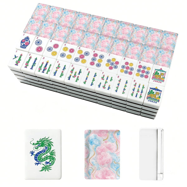 Chinoiserie Cotton Candy Dreams American Engraved Mahjong Tiles And Carry Case - Splash Of Mahj And Color Co.