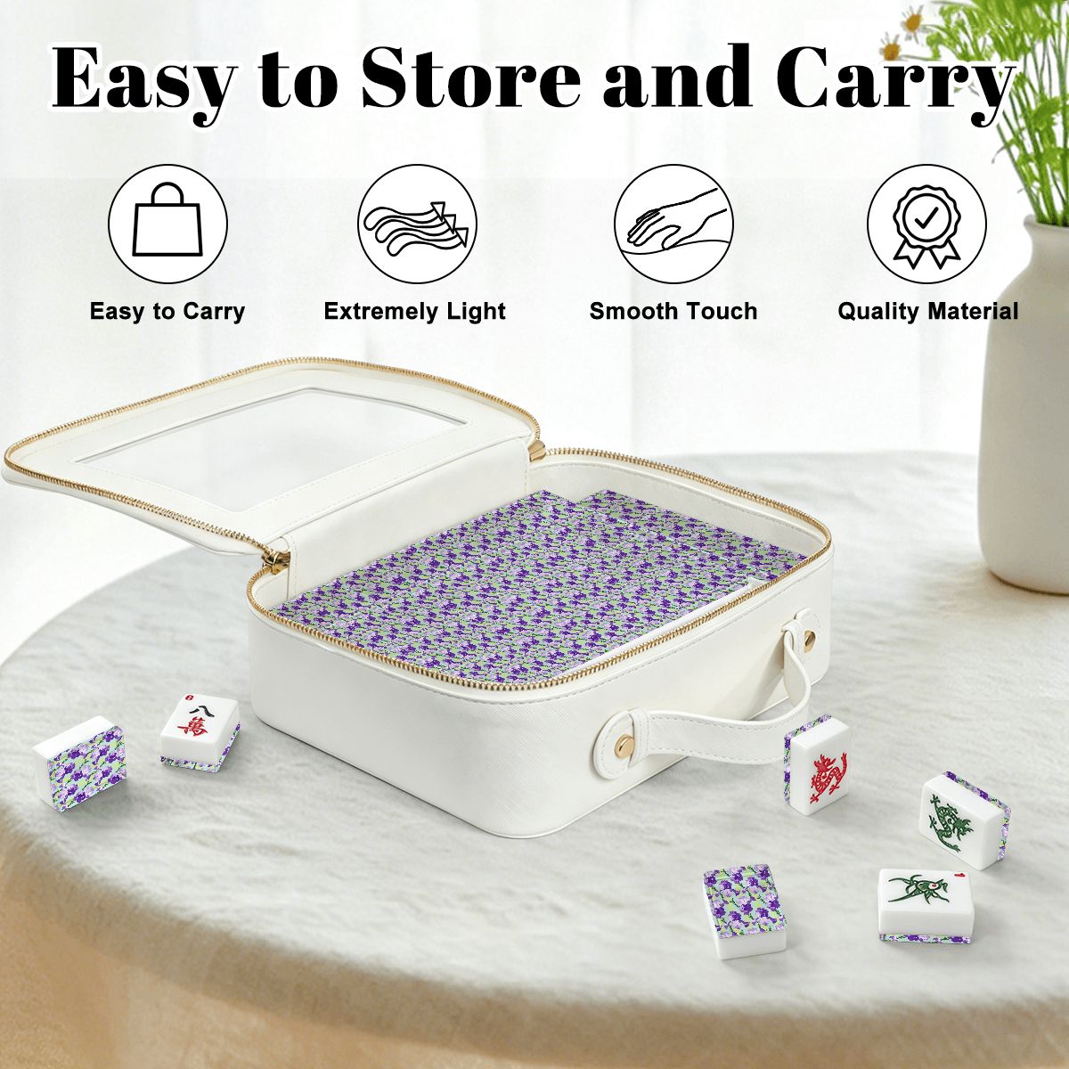 Lavender Luck Iris Flowers American Mahjong Tiles And Carry Case - Splash Of Mahj And Color Co.