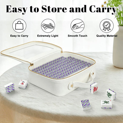Lavender Luck Iris Flowers American Mahjong Tiles And Carry Case - Splash Of Mahj And Color Co.