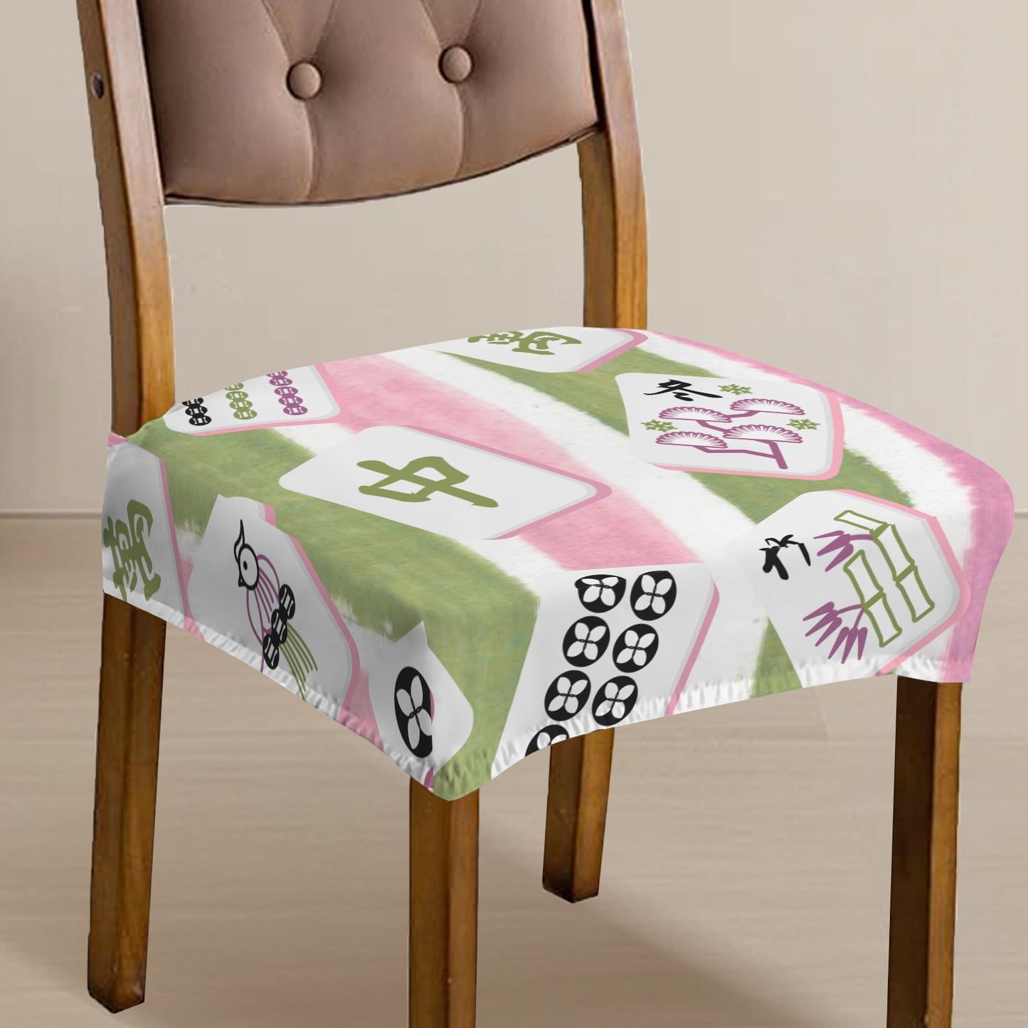 Mahjong Seat Covers, Pink Green Striped Chair Covers