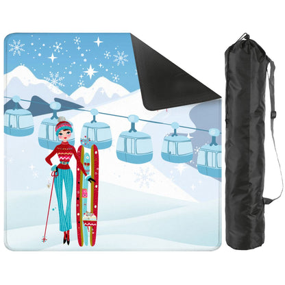 Ski Bunny Hills Winter Christmas Mahjong mat