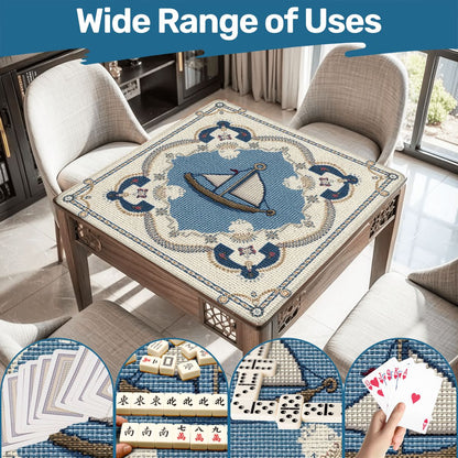 The Sea Is Calling And I Must Go Nautical Faux Needlepoint Mahjong Mat - Splash of Color Co.