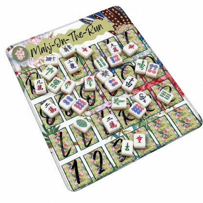 Mahj On The Run Floral Asian Chinoiserie Solo Practice Pads Roll And Go Stitched Edge (Vertical) - Splash of Color Co.