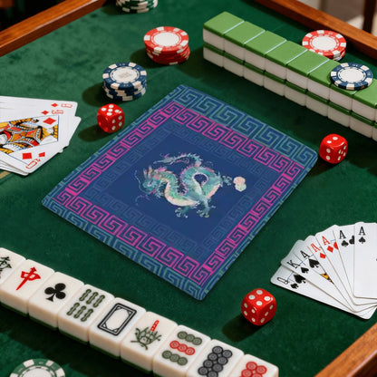 Dragon Blue 4 Mahjong Card Holder with Line Finder