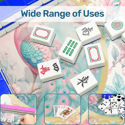 Pretty Pastel Peacock Chinoiserie Blossoms Mahjong Mat - Splash of Color Co.