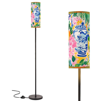 Chinoiserie Asian Citrus Blooms And Fruite Floor Lamp Modern Book Nook Lamp - Splash of Color Co.