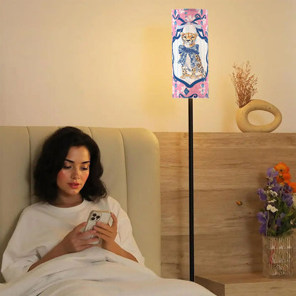 Charleston Cheetah, Modern Pink Floral Floor Reading Nook Lamp - Splash of Color Co.