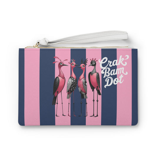 Crak Bam Dot Mahjong Clutch Chic Clutch Bag with Whimsical Flamingos Bird Queens Mahj Gift Idea