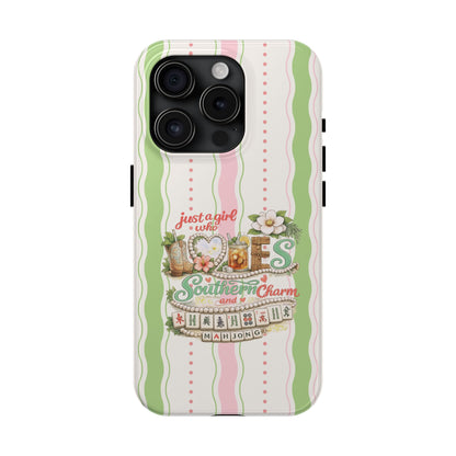 Just a Girl, Who Loves Southern Charm and Mahjong Preppy Pastel Phone Cases - Splash of Color Co.