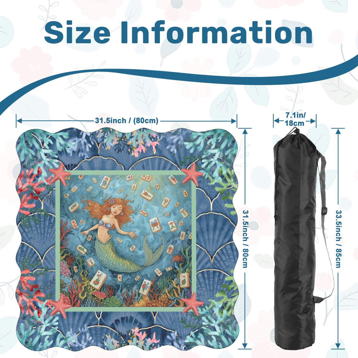 Under The Sea Mermaid Scalloped Mahjong Mat