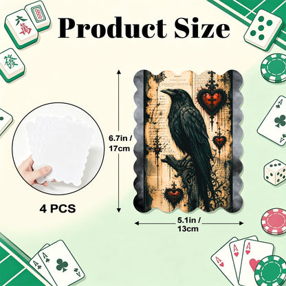 Edgar Allen Poe Raven Scalloped Mahjong Shuffler Cards Set of 4 - Splash Of Mahj And Color Co.