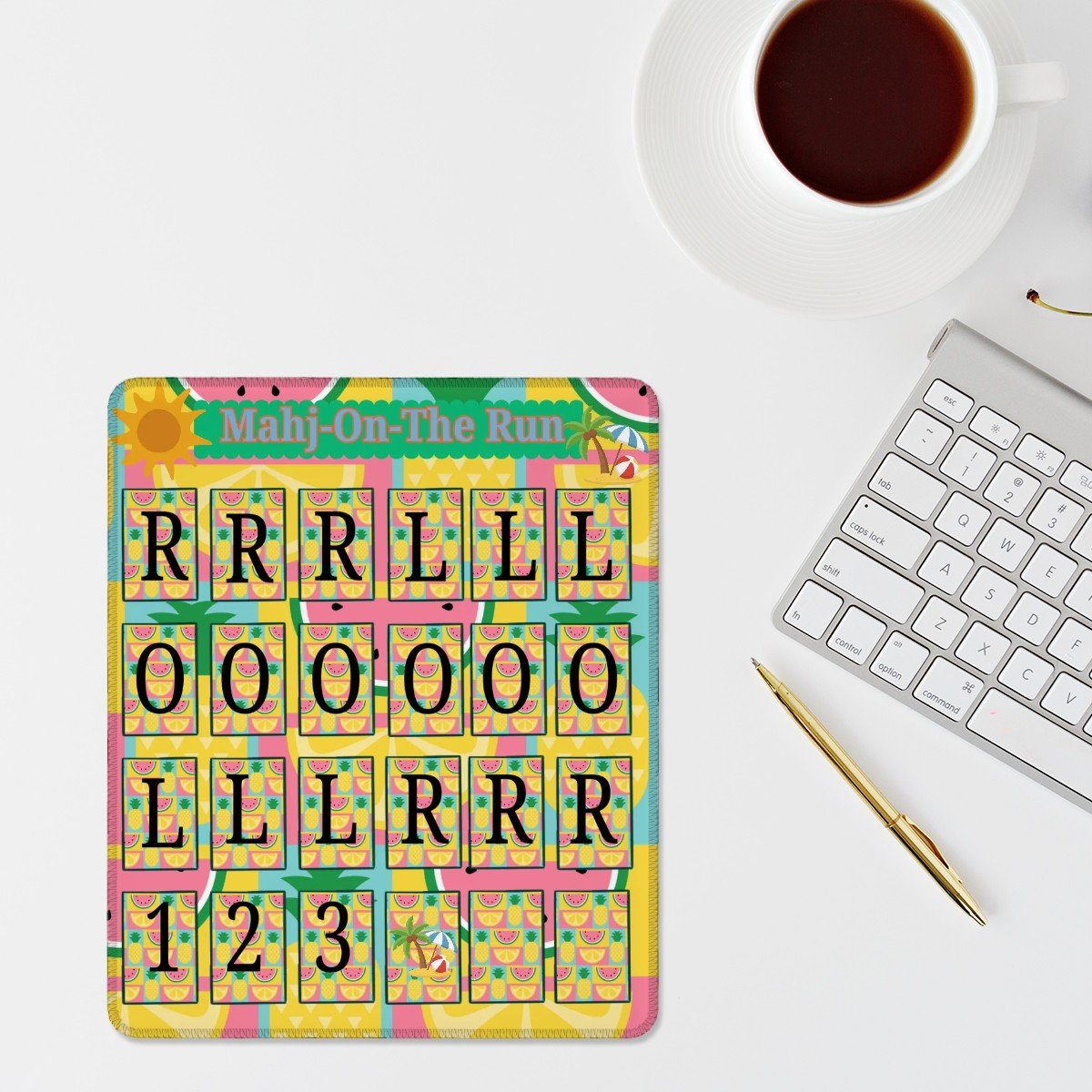 Mahj On The Run Solo Practice Mini Pad Mahjong Mat Stitched Edge (Vertical) - Splash of Color Co.