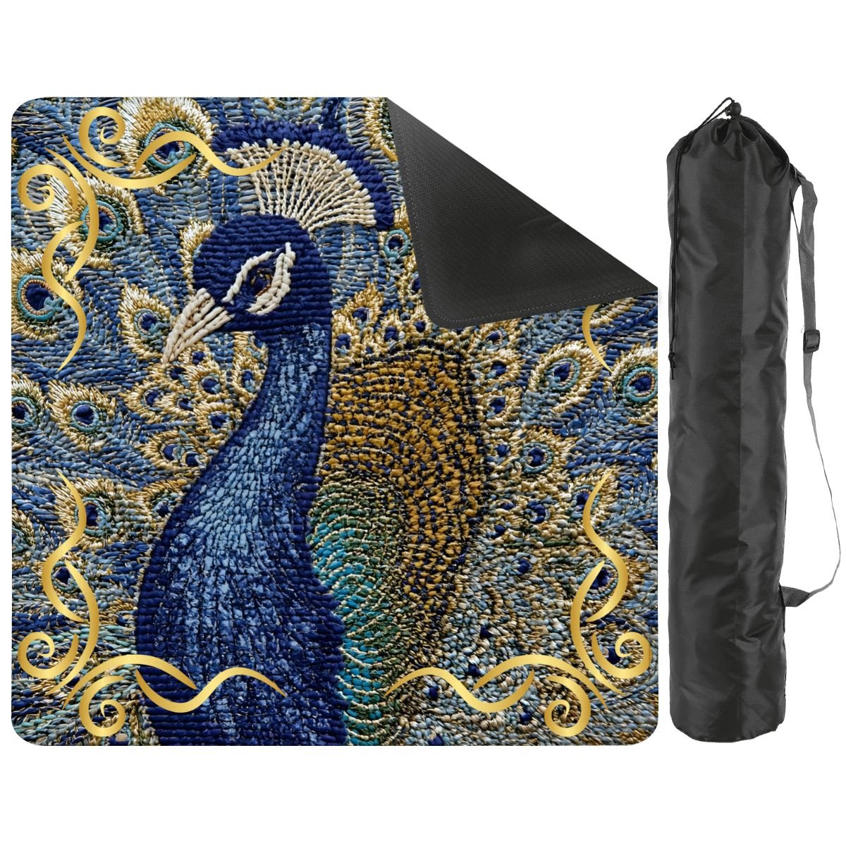 Floral Elegant Peacock Faux Needlepoint Mahjong Mat - Splash of Color Co.