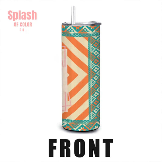 20oz Straight Stainless Steel Tumbler with Straw（Made in USA) - One Size - Drinkware