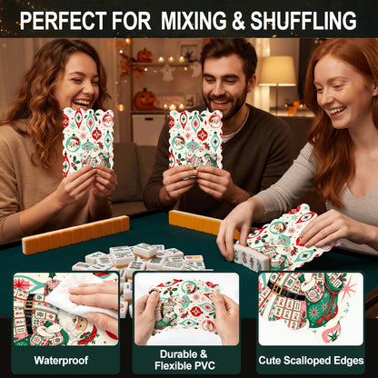 Nostalgic Christmas Santa Scalloped Mahjong Shuffler Cards  Set of 4