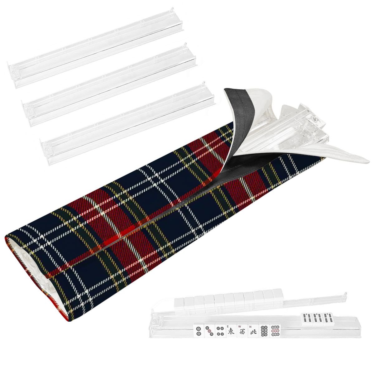 Tartan Plaid 4 Mahjong Tile Pusher Racks with Bag - Splash Of Mahj And Color Co.