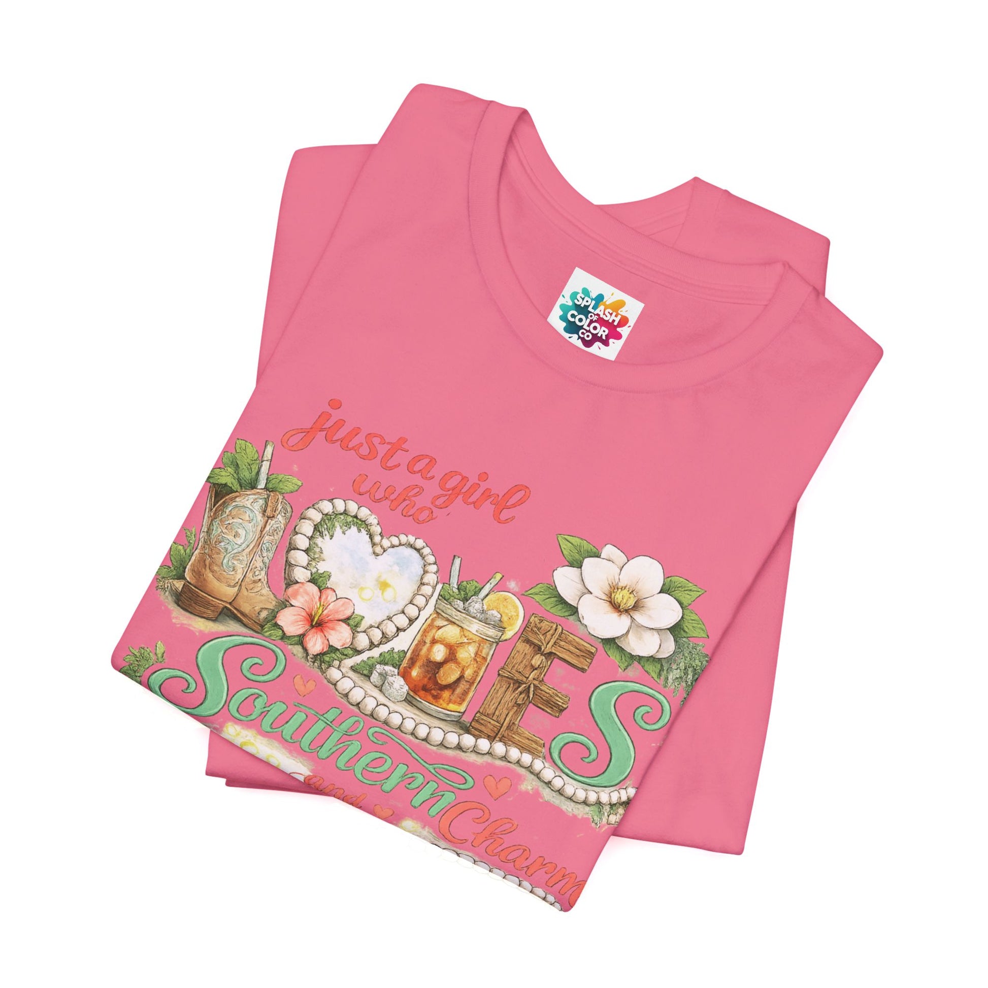 Just a Girl Who Loves Southern Charm Mahjong tee | Floral Mahjong Tiles Shirt - Splash of Color Co.