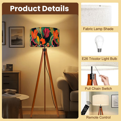 Grand Bohemian Modern Tripod Floor Lamp Orange, Teal, Yellow Fuchsia - Splash of Color Co.