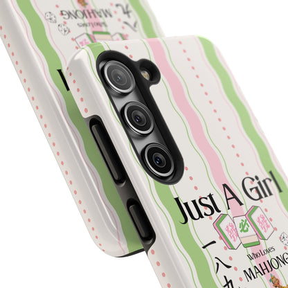 Just A Girl Who Loves Mahjong Phone Case | Mahjong Tiles Pattern - Splash of Color Co.