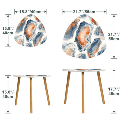 Watercolor Blue Oyster Modern Nesting Tables Triangle Coffee Table Set of 2 - Splash of Color Co.