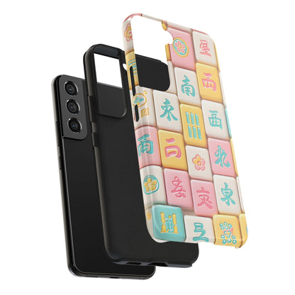 Pastel Mahjong Tile Phone Case | Cute Asian Game Pattern, Durable Protective Case - Splash of Color Co.