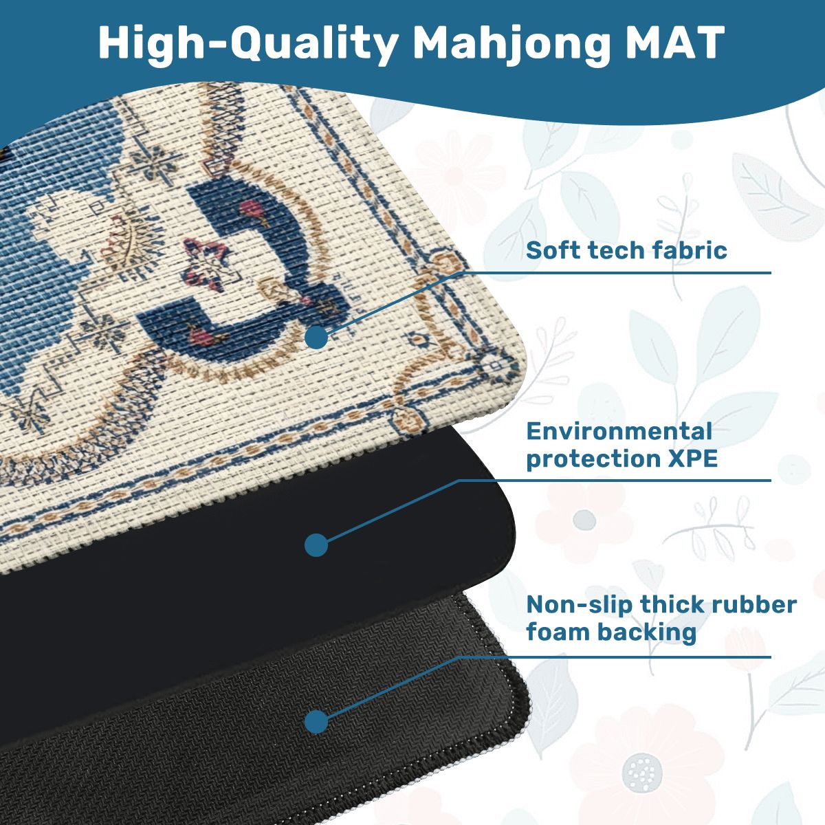 The Sea Is Calling And I Must Go Nautical Faux Needlepoint Mahjong Mat - Splash of Color Co.