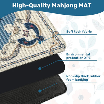 The Sea Is Calling And I Must Go Nautical Faux Needlepoint Mahjong Mat - Splash of Color Co.