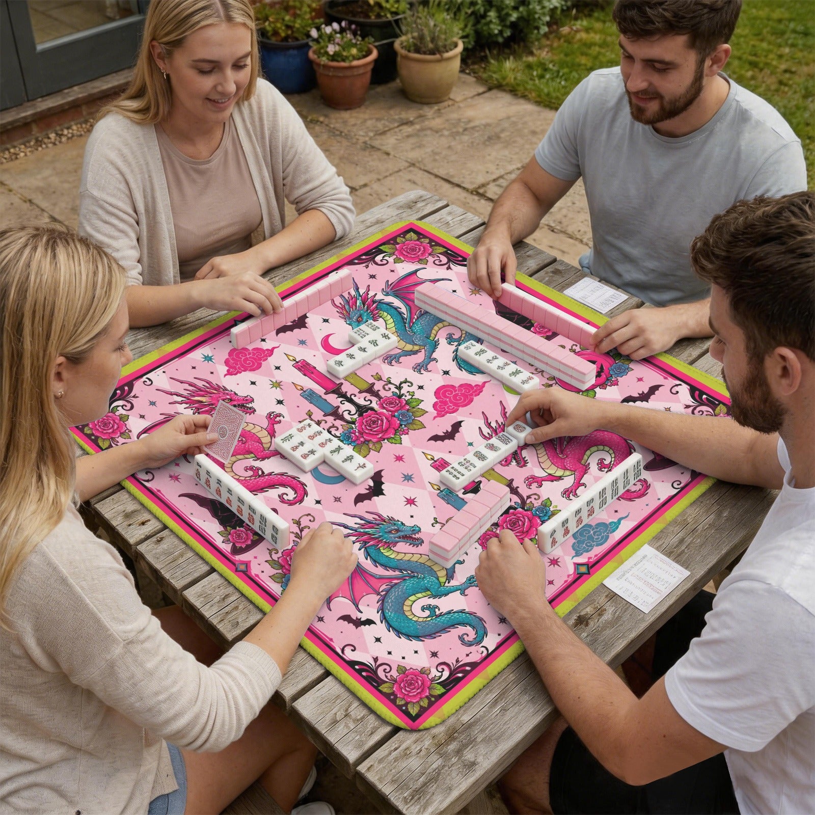 Harlequin Halloween Dragon Mahjong Mat - Splash Of Mahj And Color Co.