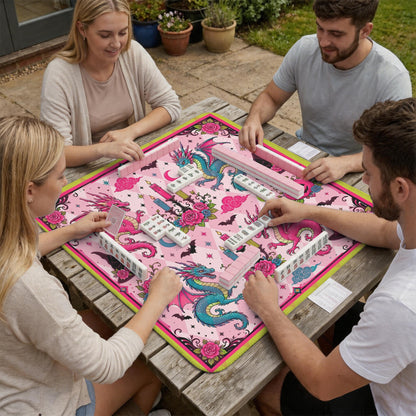 Harlequin Halloween Dragon Mahjong Mat - Splash Of Mahj And Color Co.