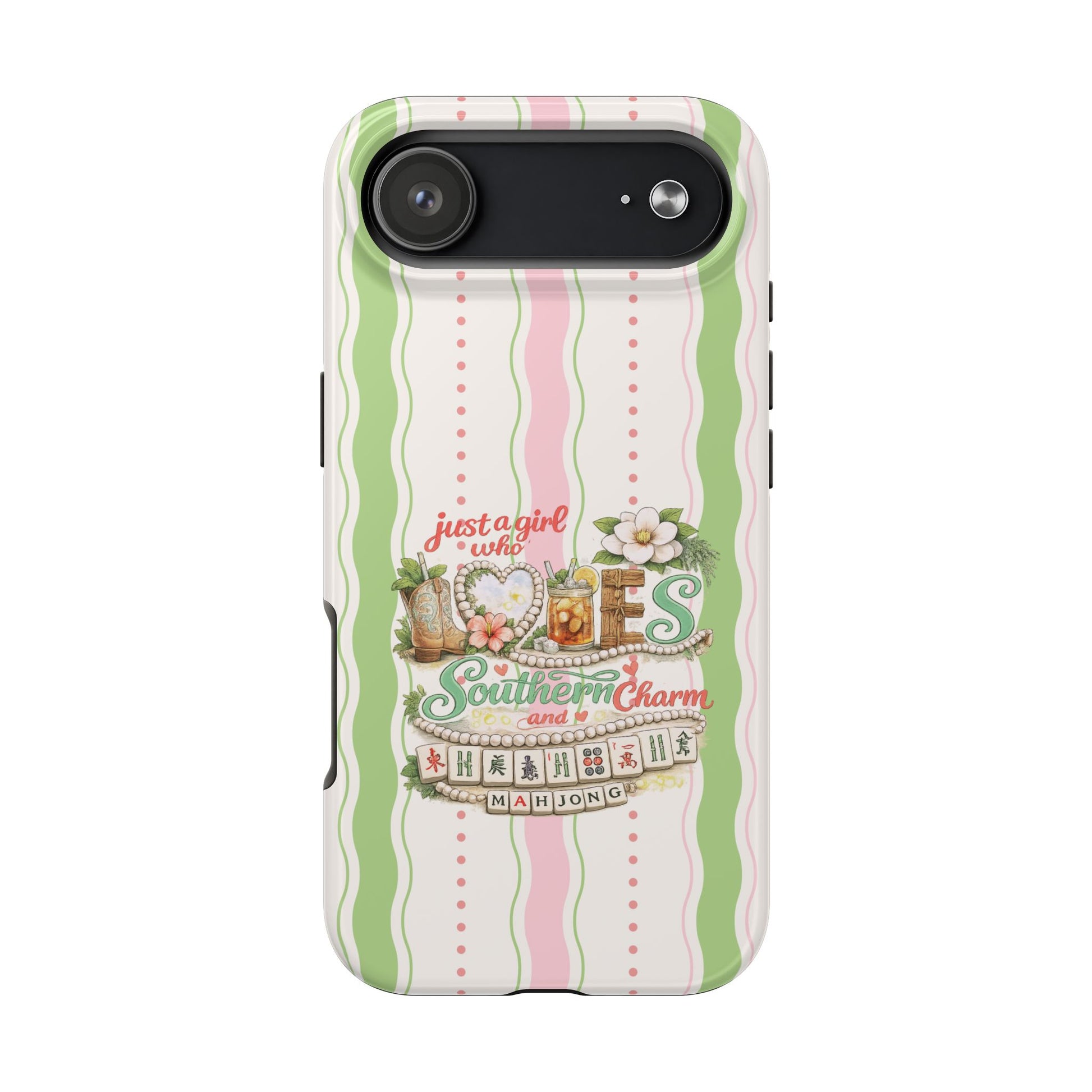 Just a Girl, Who Loves Southern Charm and Mahjong Preppy Pastel Phone Cases - Splash of Color Co.