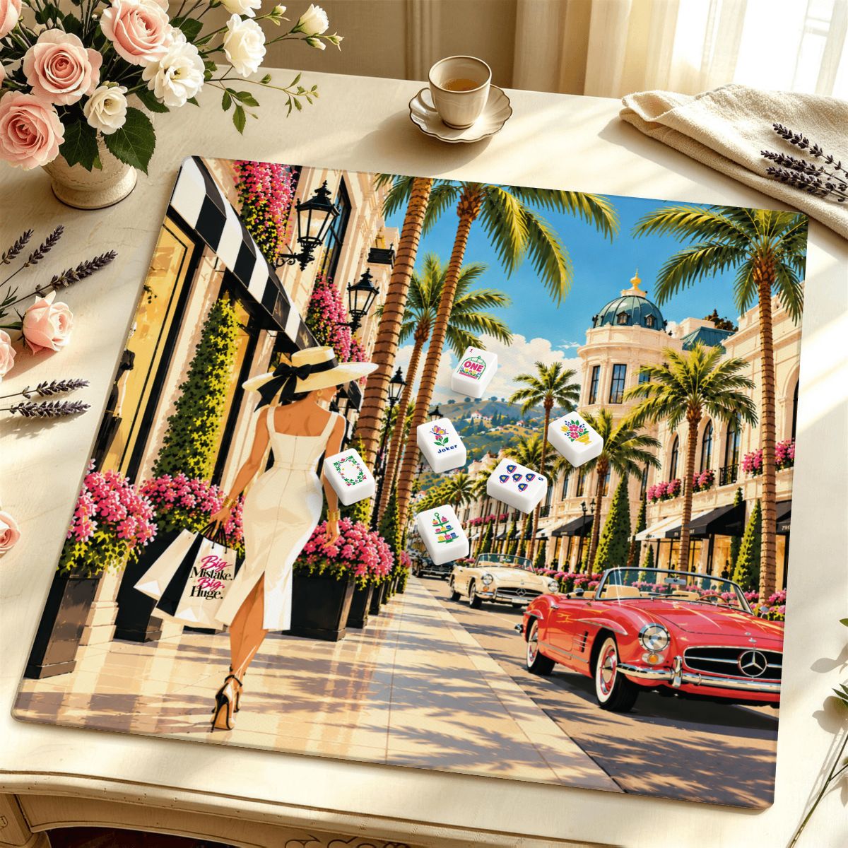 Big Mistake On Rodeo Drive Mahjong Mat Sleek Surface - Splash Of Mahj And Color Co.