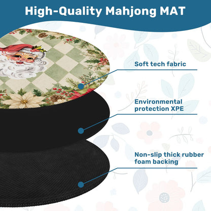 Vintage Santa Harlequin Christmas Round Mahjong Mat