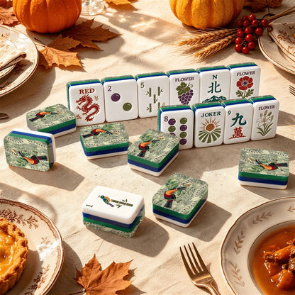 Bam Bird On A Daffodil William Morris Inspired Earthy Botanical American Mahjong Tiles And Carry Case