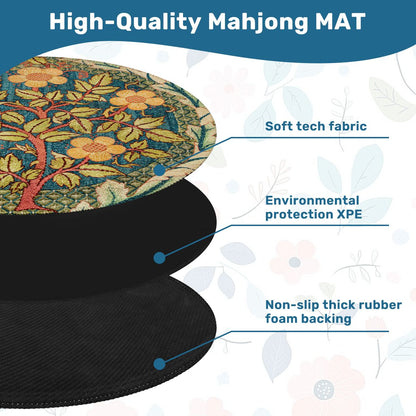 William Morris Inspired Tapestry Tree Round Mahjong Mat - Splash Of Mahj And Color Co.