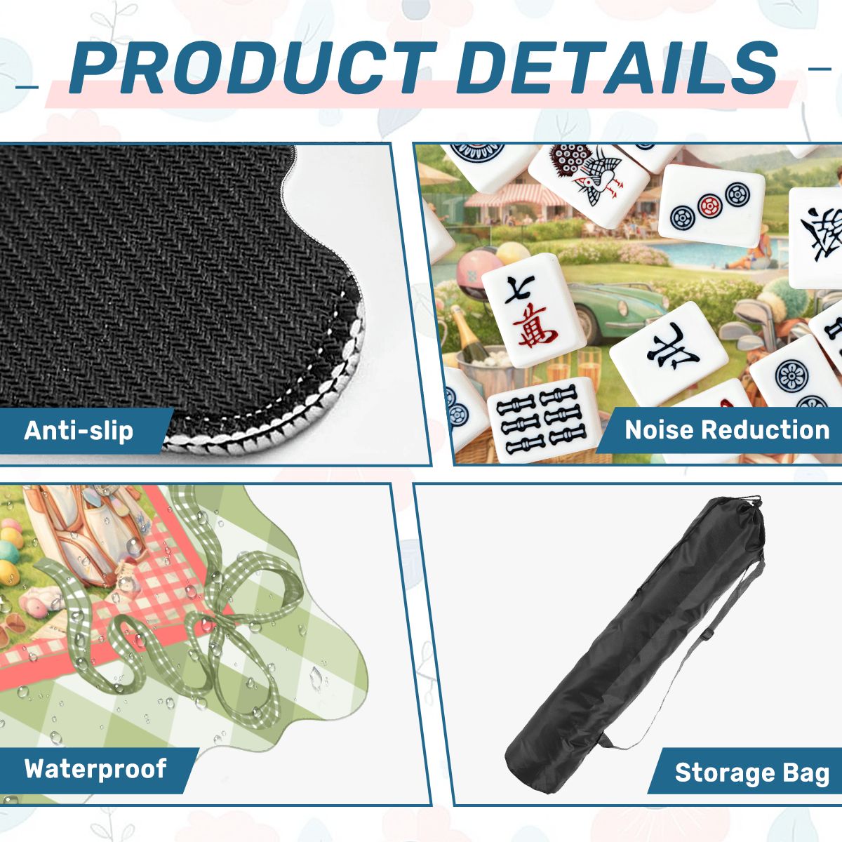 Preppy Green Gingham Countryclub Scalloped Mahjong Mat - Splash of Color Co.