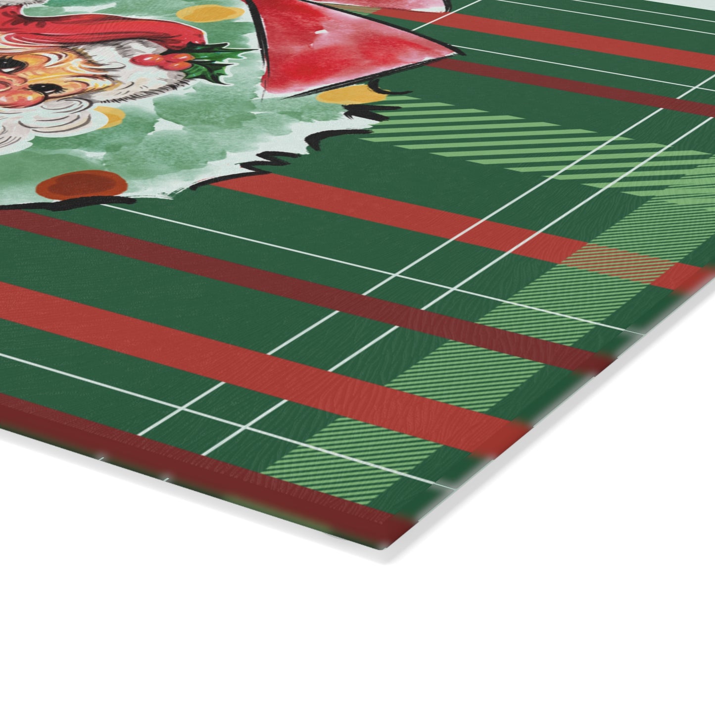 Mahjong Christmas Vintage Santa Glass Cutting Board