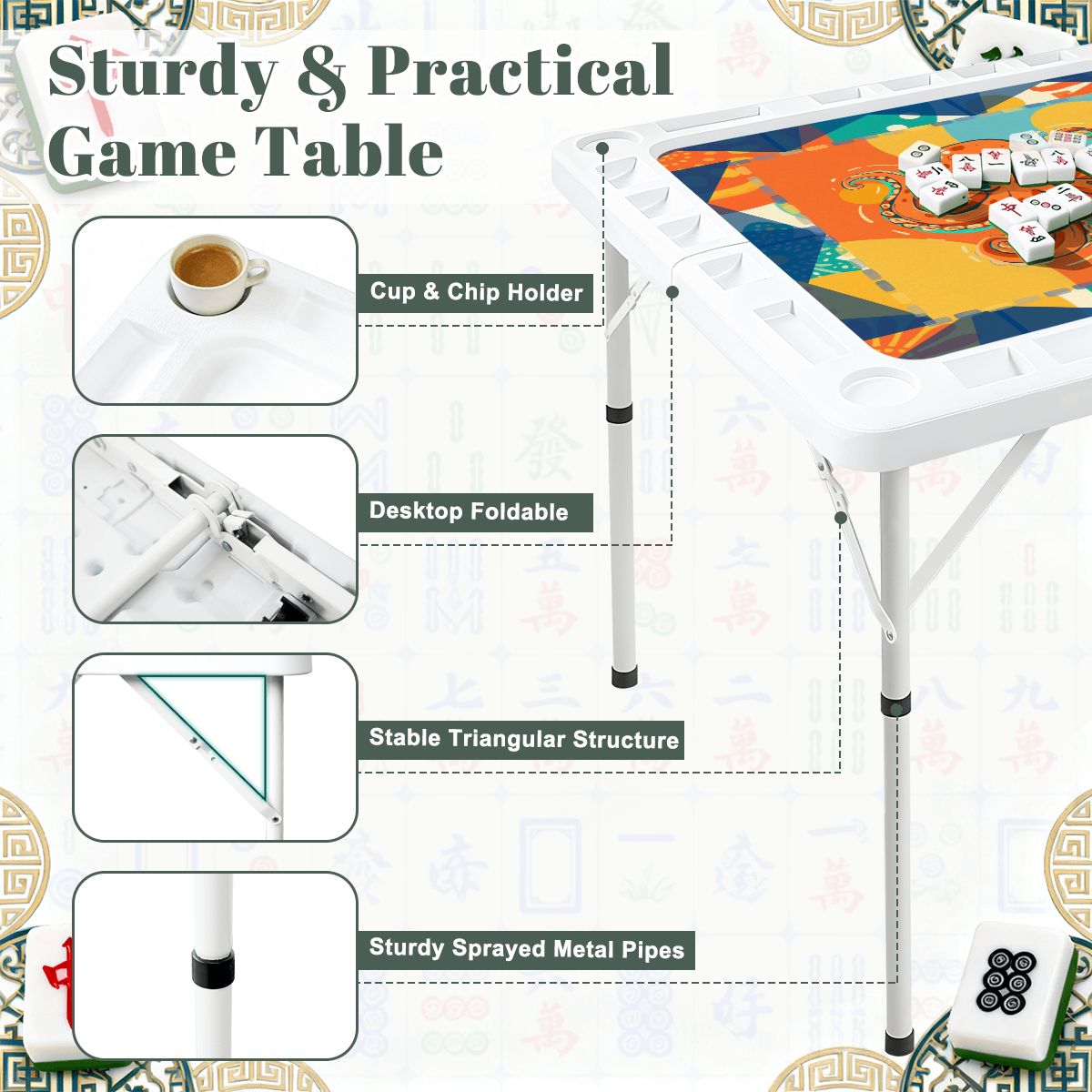 Whimsical Nautical Octopus Mini Mahj Mat And Foldable Mahjong Table - Splash of Color Co.