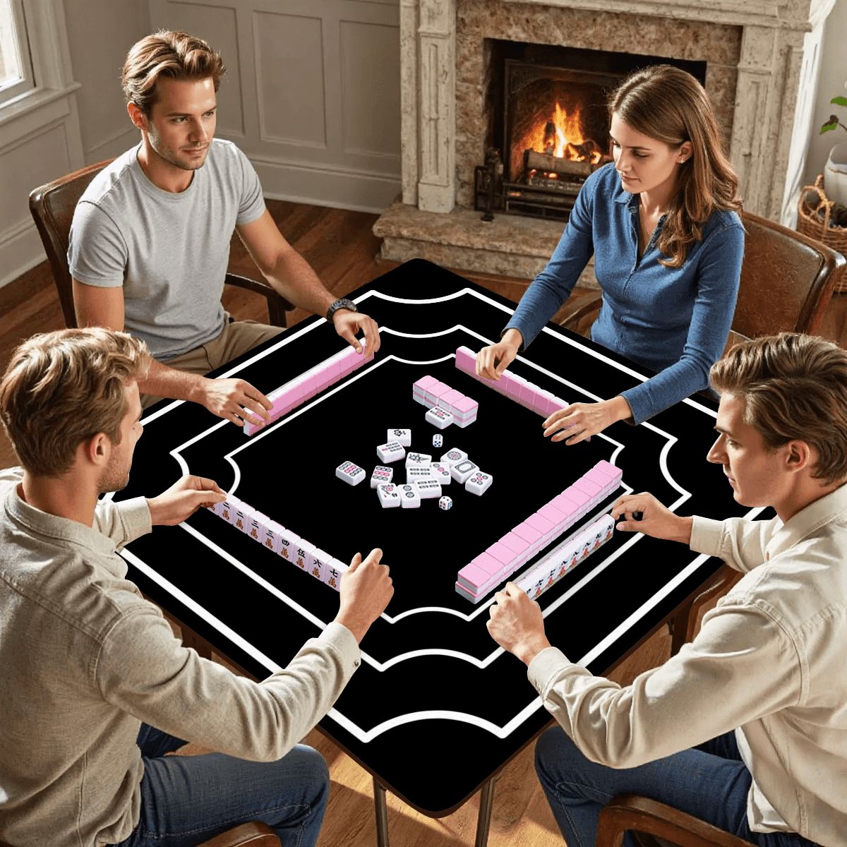 Plain And Simple Minimalist Black Mahjong Mat - Splash of Color Co.