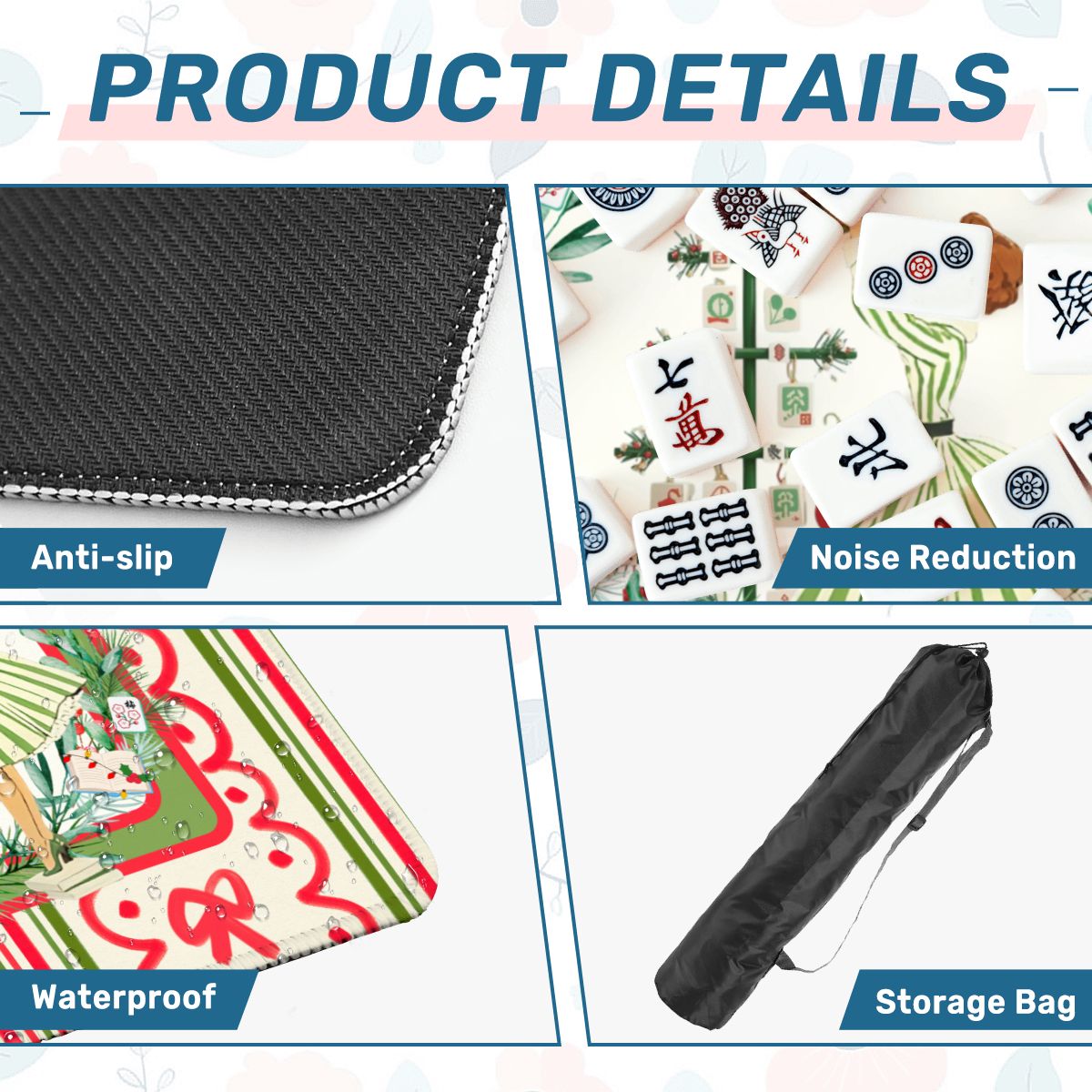 Mahjong Christmas Mat, Books Nooks Nostalgic Vintage Christmas - Splash of Color Co.