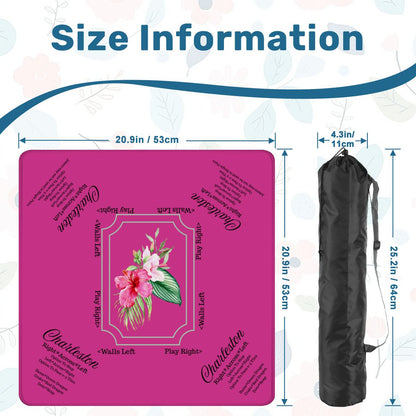 Mini Mahjong Mat With Instructions, Hot Fuscia Floral (Ship Rolled up) - Splash of Color Co.