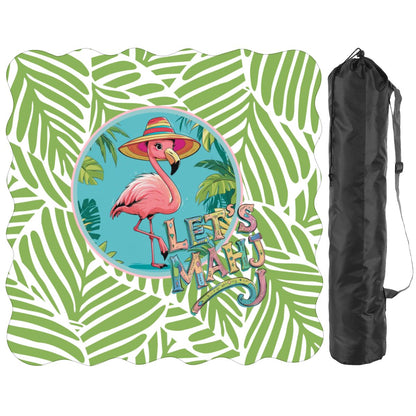 Tropical Flamingo Green And Pink Scalloped Mahjong Mat - Splash of Color Co.