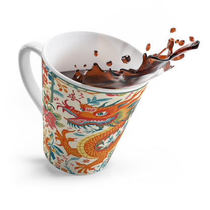 Eastern Dragon Latte Mug — Vibrant Floral Chinese Dragon Ceramic Cup - Splash of Color Co.