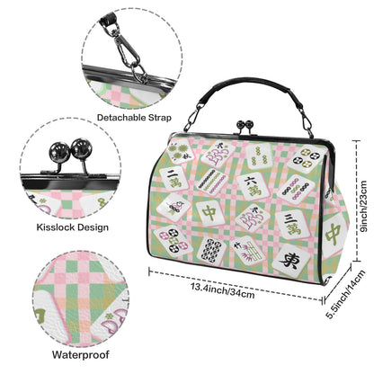 Mahjong Preppy Pastel Modern Kisslock Trendy Shoulder Bag Kisslock Crossbody Shoulder Bag - Splash of Color Co.