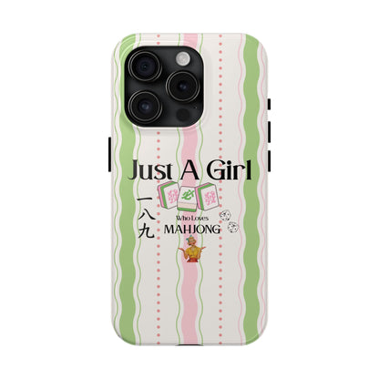 Just A Girl Who Loves Mahjong Phone Case | Mahjong Tiles Pattern - Splash of Color Co.